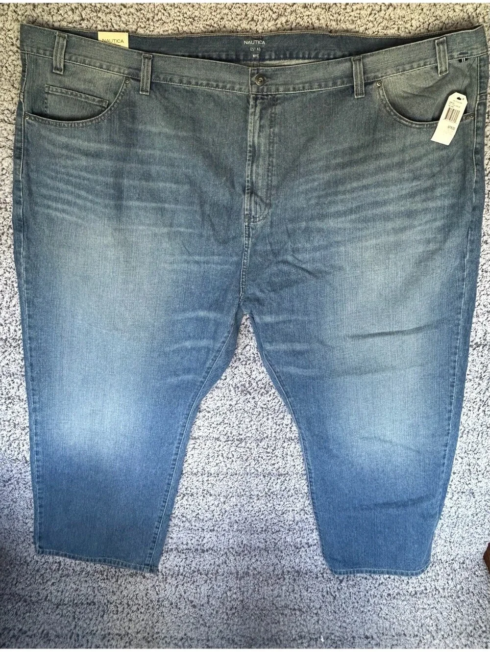NWT Nautica Denim Relaxed Jeans Mens 60x30 Big & Tall Blue Stretch Pants